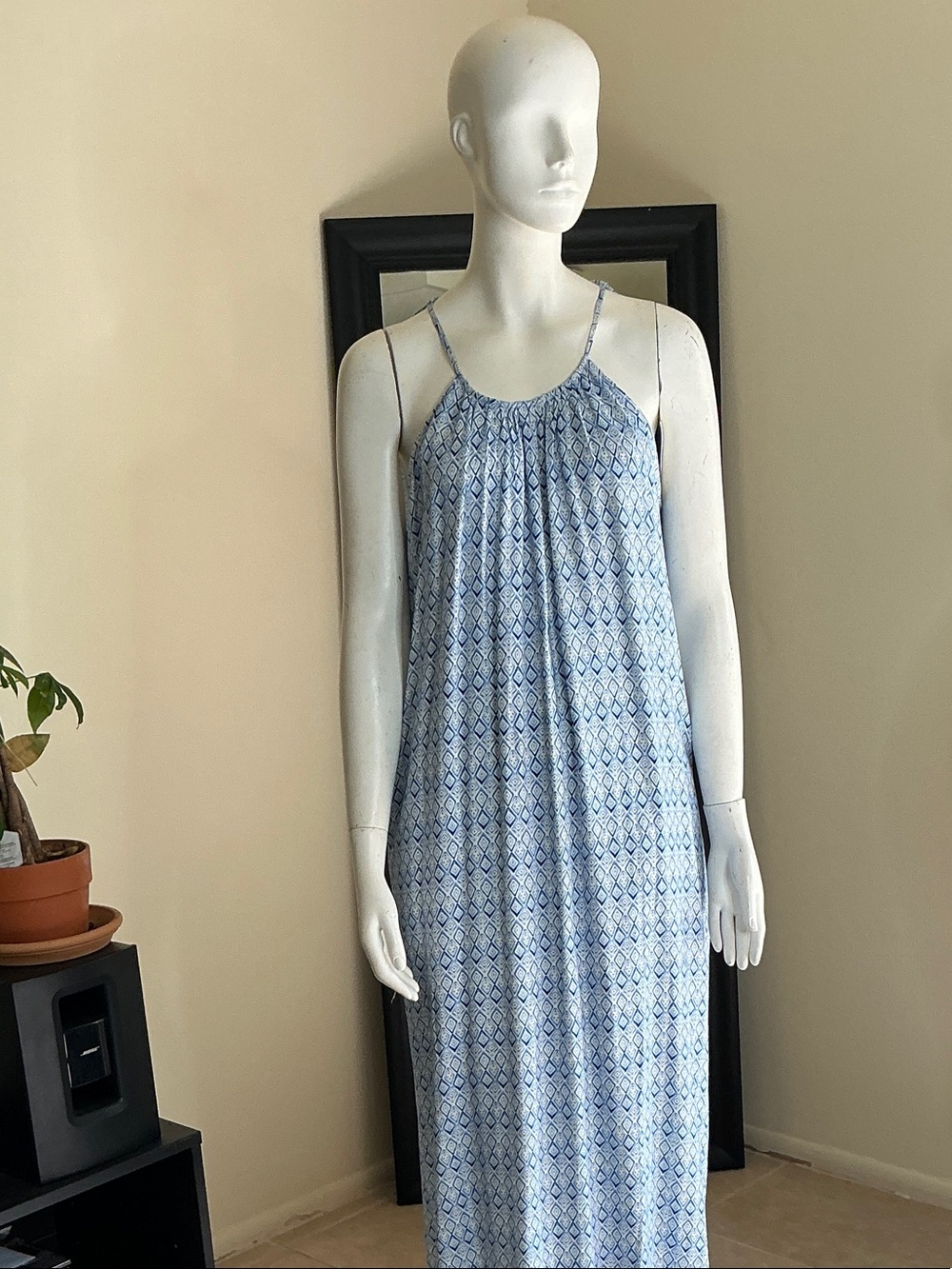 Light Blue Printed Slip Maxi Dress